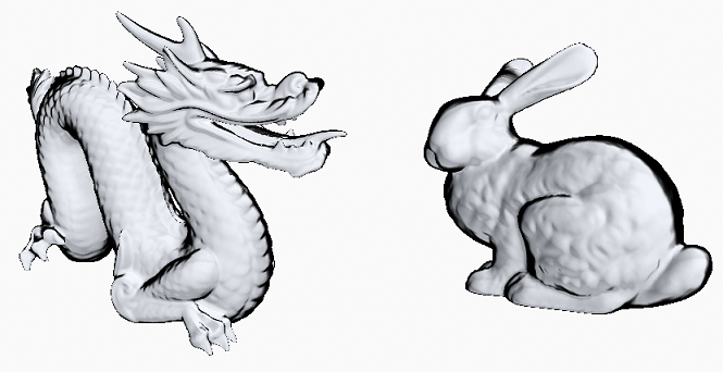 Silhouette Outlining on a Dragon and Bunny Model